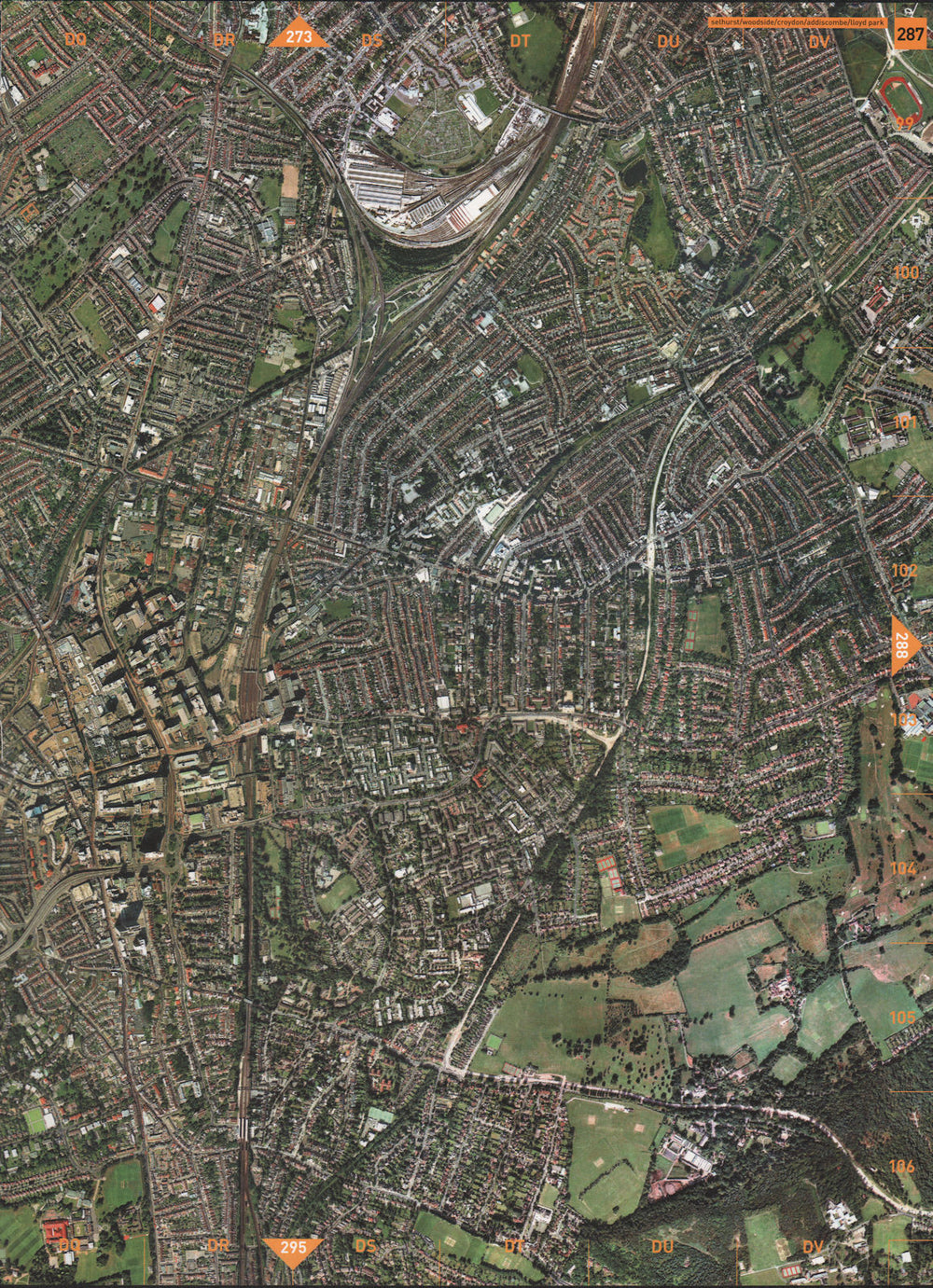 CROYDON SE25. Selhurst Woodside Croydon Addiscombe Lloyd Park 2000 old map