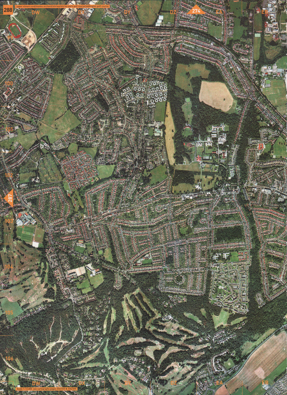 SHIRLEY. Upper Elmers End Monks Orchard Park Golf Course Addington 2000 map