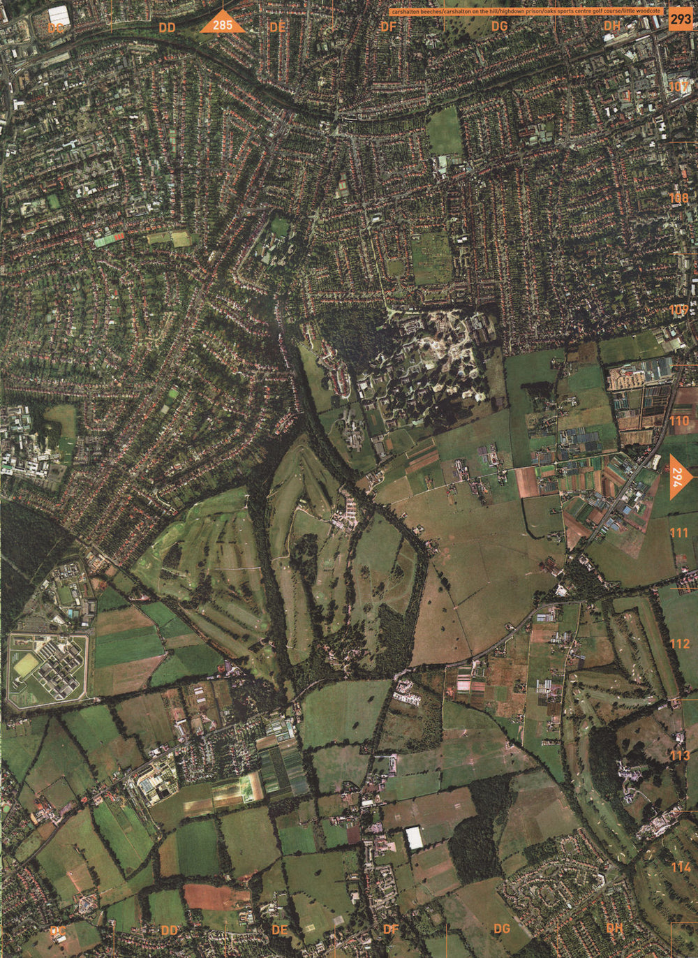 SUTTON.Carshalton Beeches/On The Hill.Oaks Golf Course Little Woodcote 2000 map