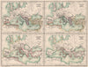 DARK AGES EUROPE. in 565 600 650 & 720 AD. 6th 7th & 8th centuries 1902 map