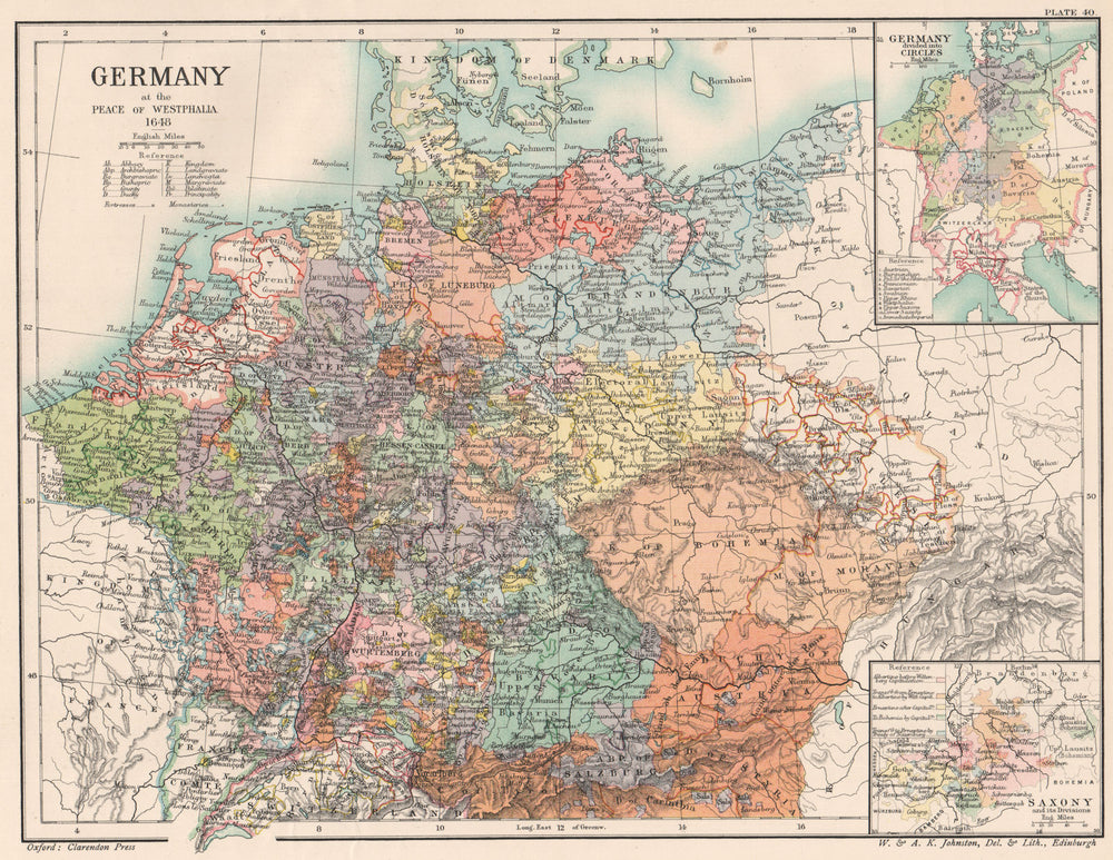 GERMANY 1648. Peace Westphalia. Circles. Saxony its divisions 1902 old map