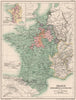 11TH & 12TH CENTURY FRANCE. Lotharingia & Burgundy. Inset in 1223 1902 old map