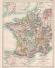 FRANCE.Burgundy & Empire.Medieval ecclesiastical division.10C provinces 1902 map