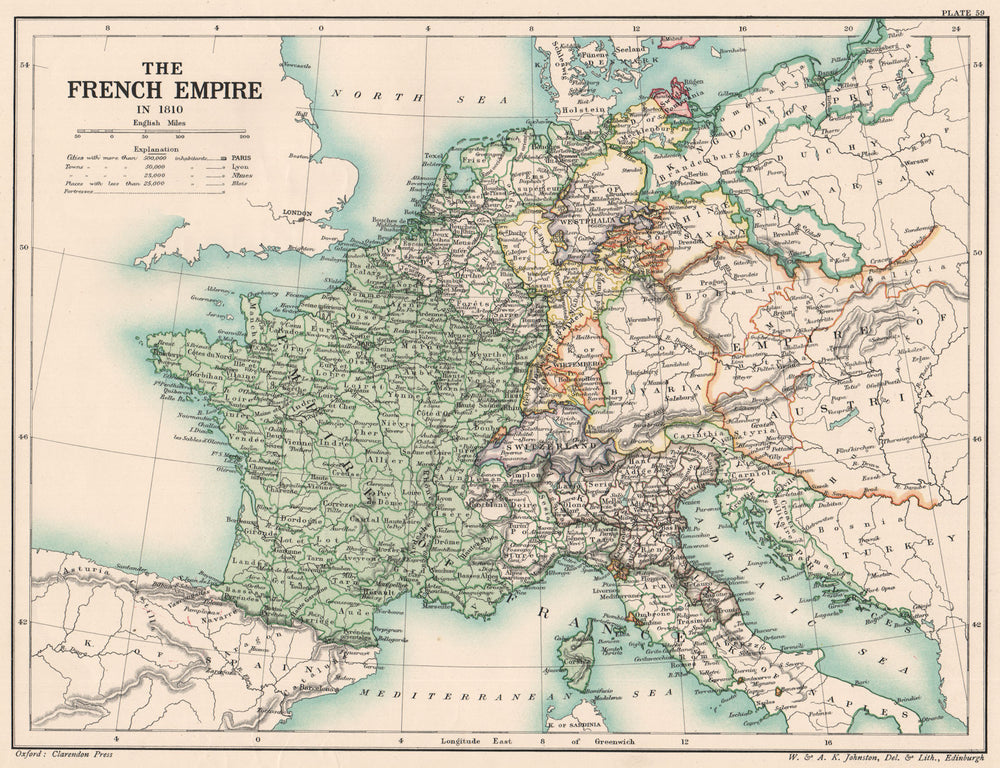 NAPOLEONIC EMPIRE. The French Empire in 1810. Europe 1902 old antique map