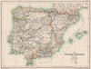 IBERIA. Spain. The Spanish Kingdoms 1263-1492. Portugal 1902 old antique map