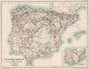 ECCLESIASTICAL IBERIA.13th century divisions.Visigothic Provinces.Spain 1902 map