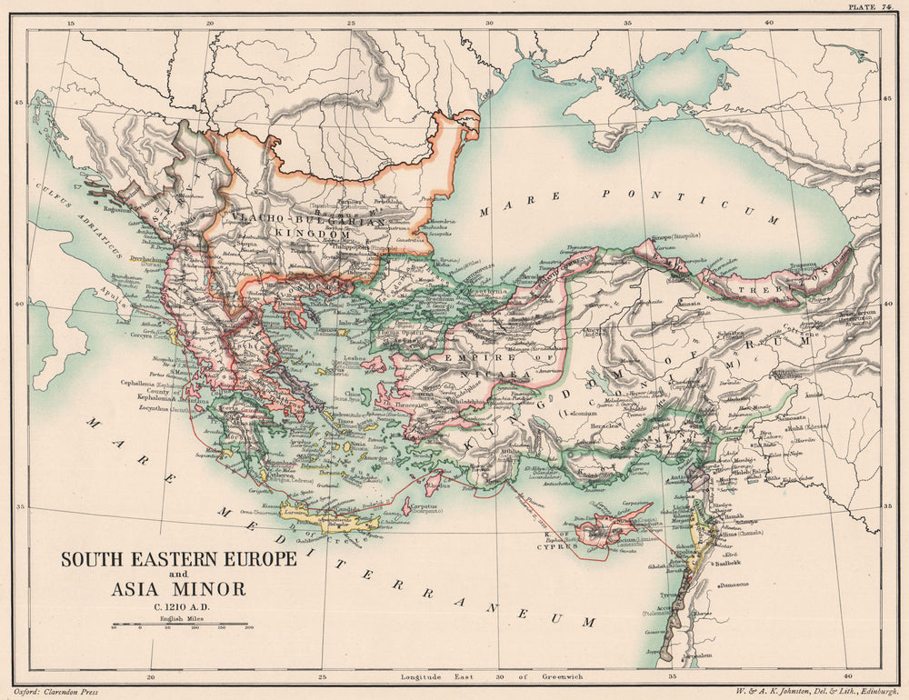BALKANS C1210 AD. South-Eastern Europe & Asia Minor. Konya Iznik Vlacho 1902 map