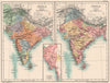 INDIA SHOWING BRITISH EXPANSION. in 1792 & 1845. Burma 1826-1890 1902 old map