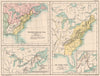 USA-TREATY OF PARIS 1783. French proposals 1782. Canada treaty 1842 1902 map