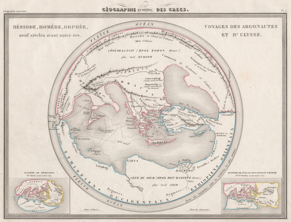 MEDITERRANEAN.Géographie Grecs. Argonauts Ulysses voyages .MALTE-BRUN c1846 map