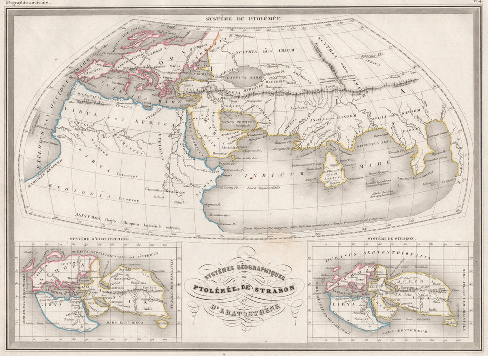 PTOLEMY ANCIENT WORLD. Systême géographiques de Ptolémée. MALTE-BRUN c1846 map