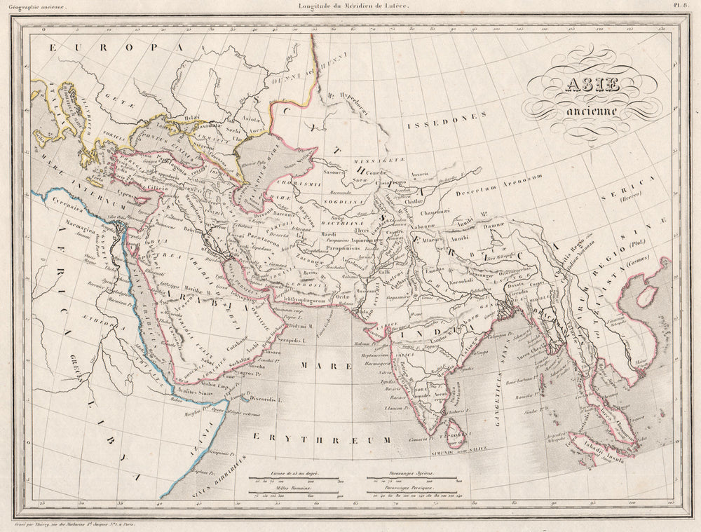 ANCIENT ASIA. Asie ancienne. Original outline colour. MALTE-BRUN c1846 old map