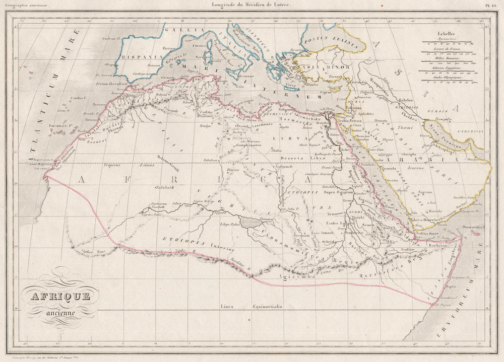 ANCIENT AFRICA. Afrique ancienne. Mediterranean. MALTE-BRUN c1846 old map