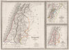 PALESTINE.under Romans.Israel of David & Solomon;12 Tribes.MALTE-BRUN c1846 map