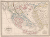 ANCIENT GREECE. Grèce ancienne. Original outline colour. MALTE-BRUN c1846 map
