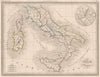 ANCIENT ITALY. Italie ancienne. Original outline colour. MALTE-BRUN c1846 map