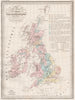 BRITISH ISLES GEOLOGY. minéralogique Iles Britanniques. MALTE-BRUN c1846 map