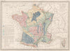 FRANCE GEOLOGY. Carte physique et géologique de la France. MALTE-BRUN c1846 map