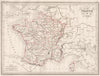FRANCE in 1789. Original outline colour. Provinces. MALTE-BRUN c1846 old map