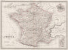 FRANCE. in departements. Original outline colour. MALTE-BRUN c1846 old map