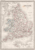 ENGLAND & WALES. Angleterre. Original outline colour. MALTE-BRUN c1846 old map