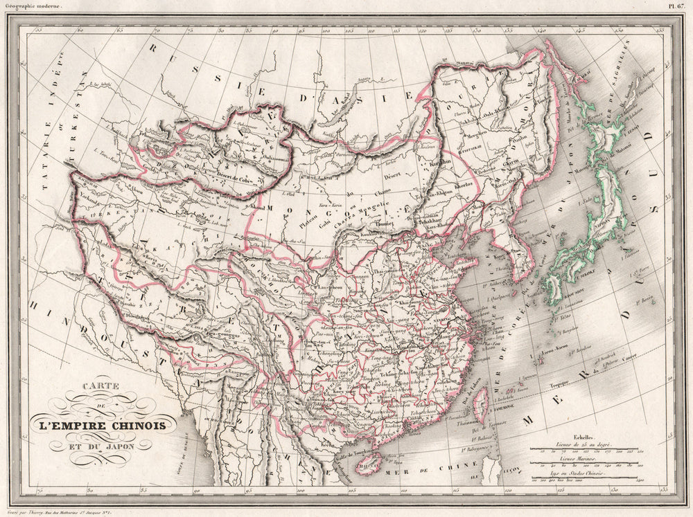 EAST ASIA. Empire Chinois et du Japon. China Japan Korea. MALTE-BRUN c1846 map