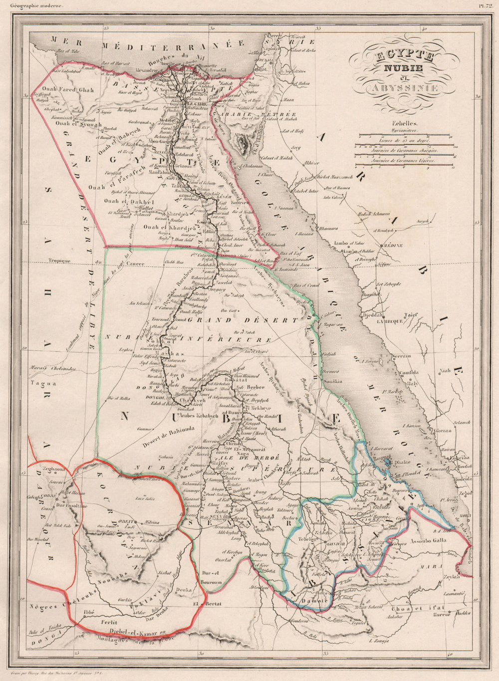 NE AFRICA. Egypte Nubie Nubia Abyssinie. Egypt Abyssinia. MALTE-BRUN c1846 map