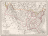 USA. CA NV UT AZ NM Texas in Mexico; part of BC in USA. MALTE-BRUN c1846 map