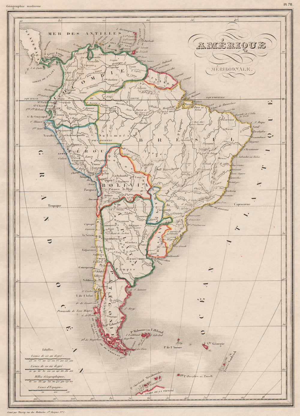 SOUTH AMERICA. Amérique Méridionale. Patagonia La Plata. MALTE-BRUN c1846 map