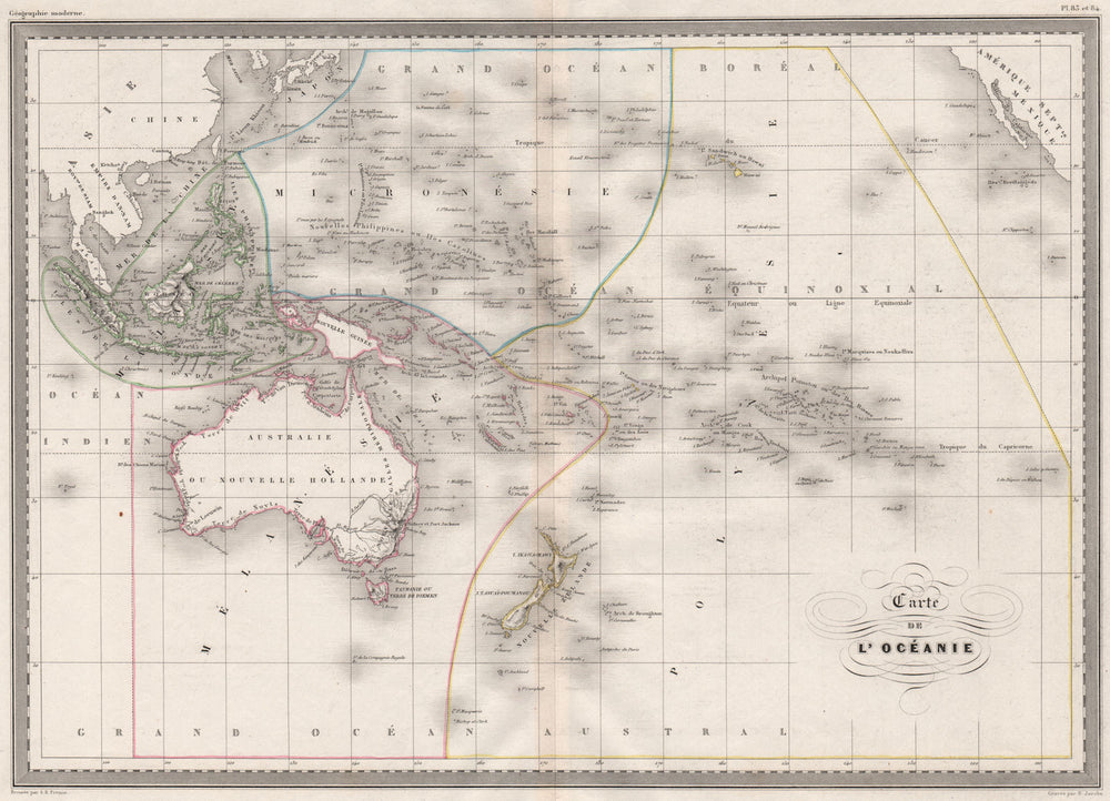 OCEANIA.Océanie.Australasia.Pacific.Australia New Holland.MALTE-BRUN c1846 map