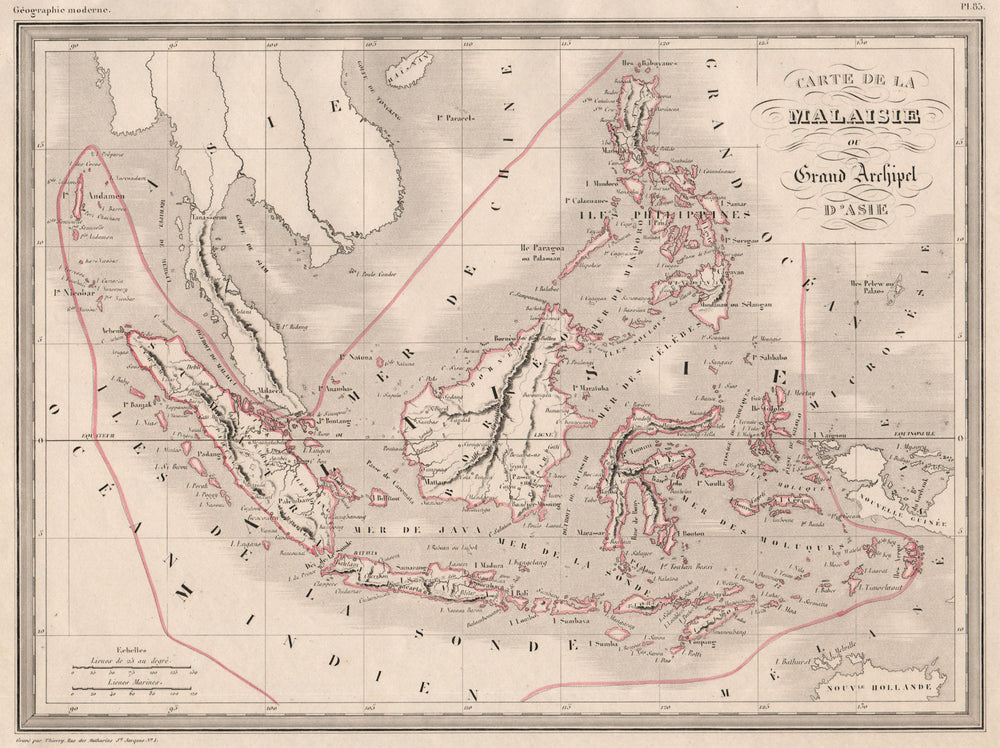 EAST INDIES.Malaysia Archipelago Indonesia Philippine.MALTE-BRUN c1846 old map