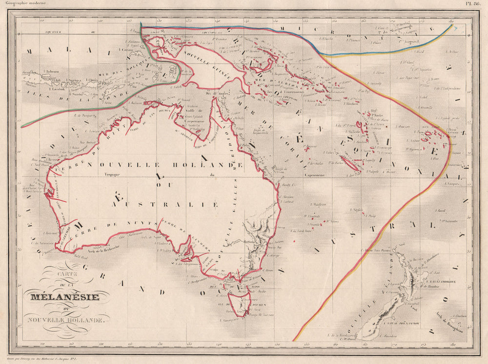 OCEANIA. Mélanésie Nouvelle/New Hollande. Australasia. MALTE-BRUN c1846 map