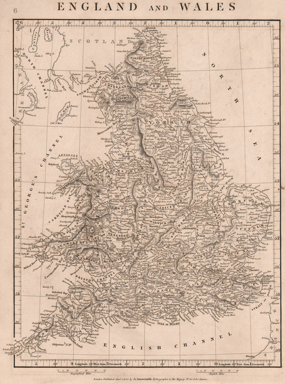 ENGLAND AND WALES. Counties & towns. ARROWSMITH 1828 old antique map chart