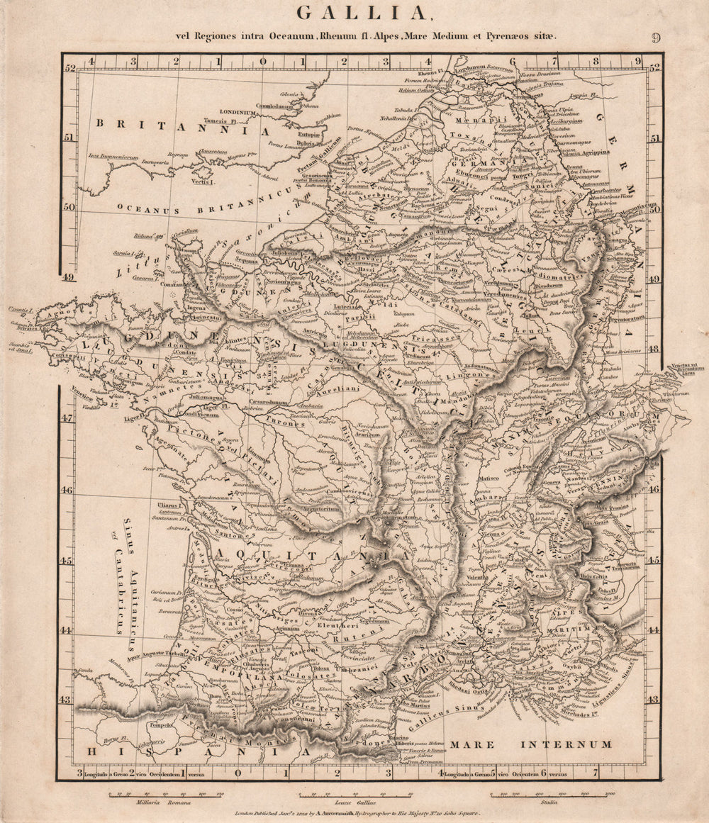 ANCIENT FRANCE. Gallia. Roman. Lugdunensis Narbonensis. ARROWSMITH 1828 map