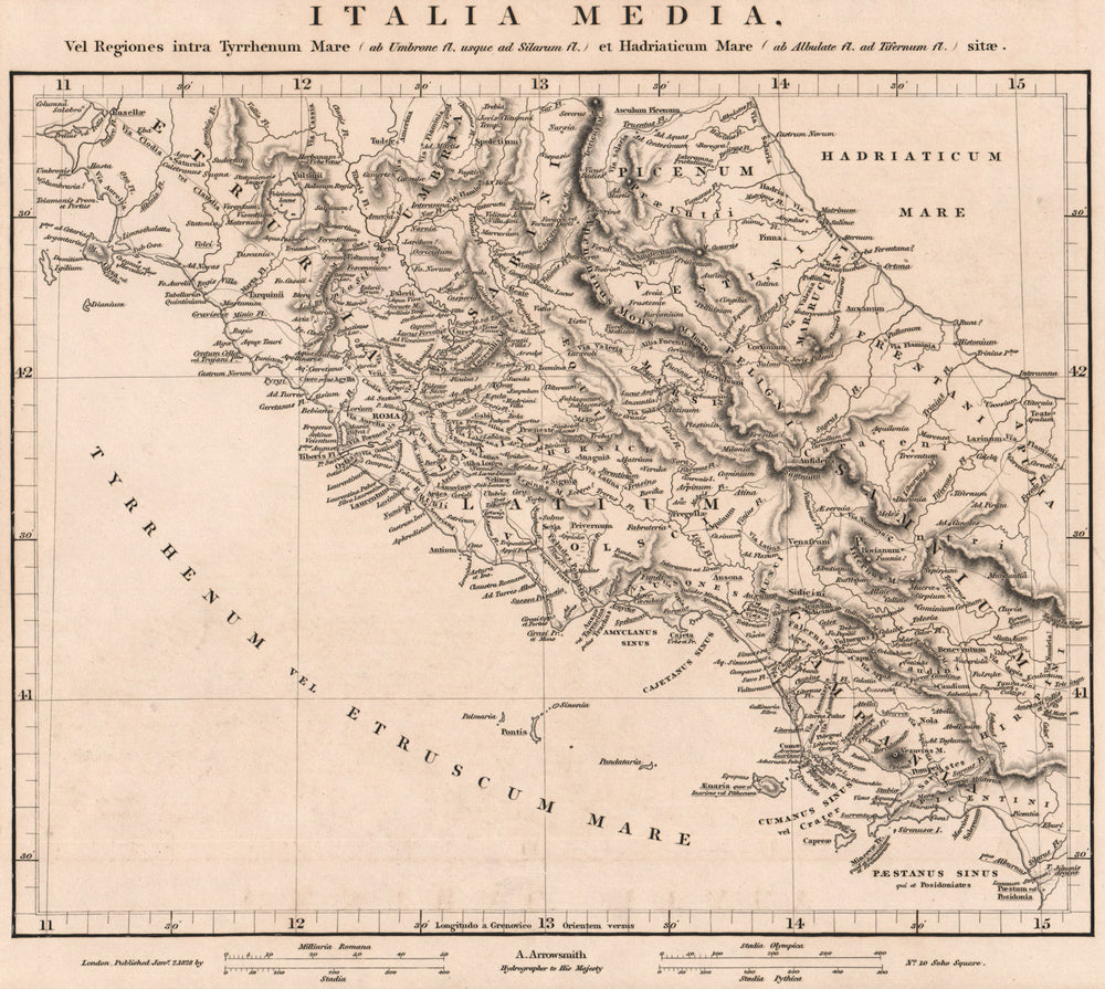 ANCIENT CENTRAL ITALY. Italia Media. Eruria Lazio Picenum. ARROWSMITH 1828 map