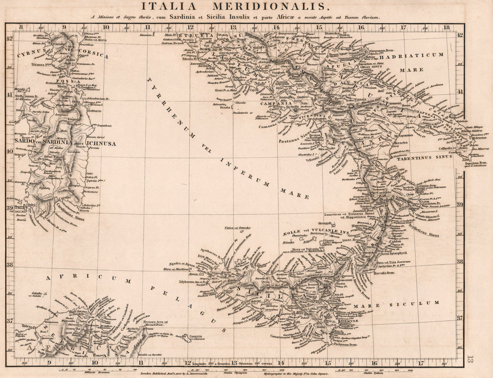 ANCIENT ITALY SOUTH.Italia Meridionalis.Sicilia Lazio Apulia.ARROWSMITH 1828 map