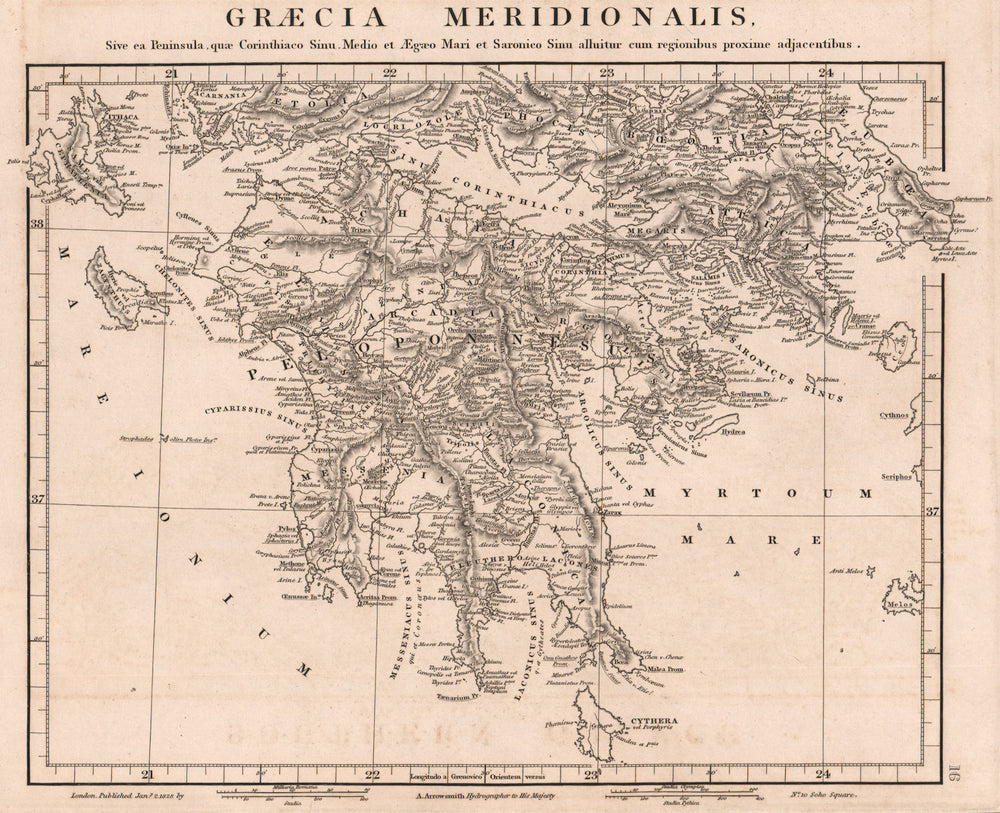 ANCIENT GREECE-SOUTH. Graecia Meridionalis; Peloponnesus. ARROWSMITH 1828 map