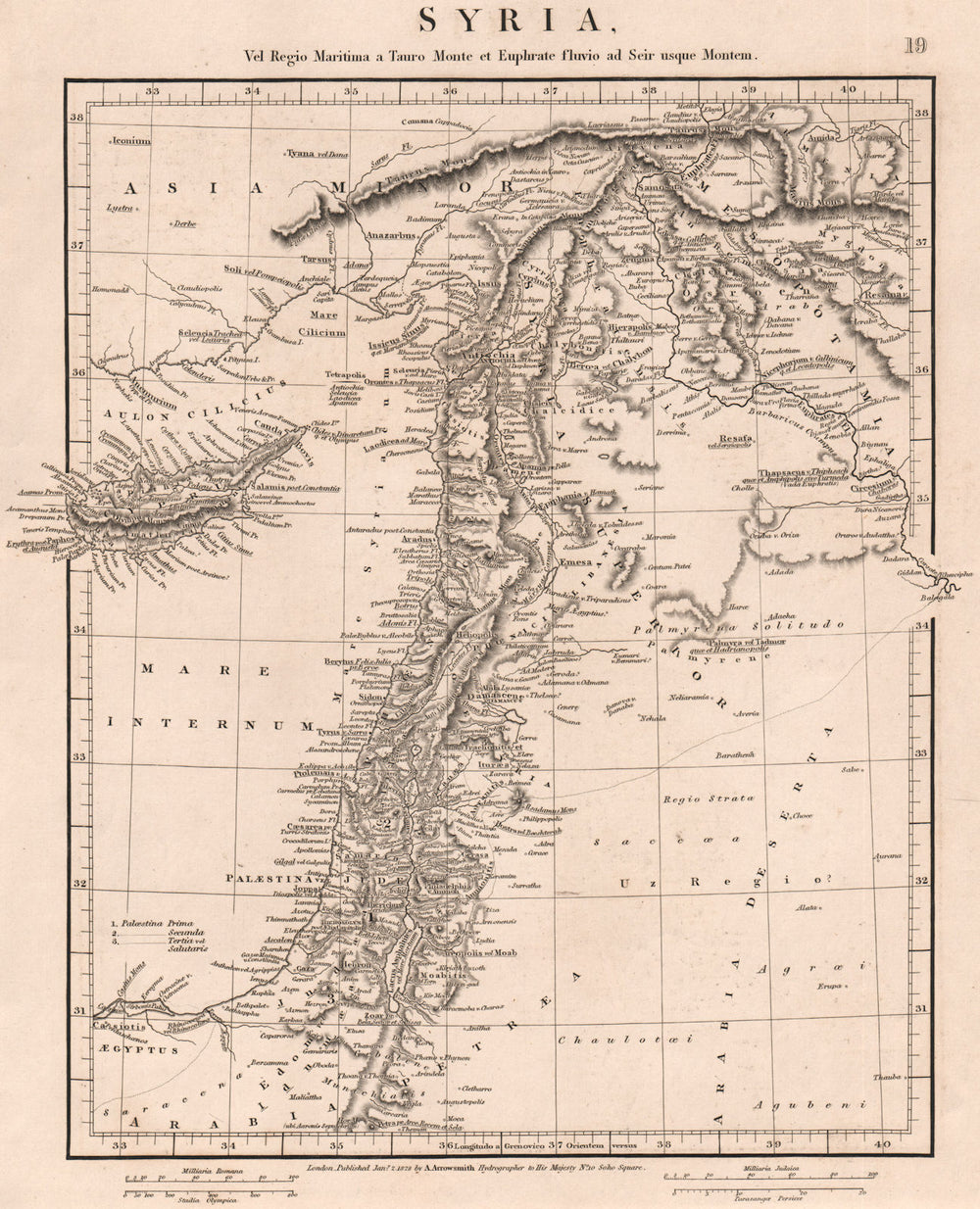 ANCIENT SYRIA. Levant. Cyprus Palaestina Jordan Judaea. ARROWSMITH 1828 map