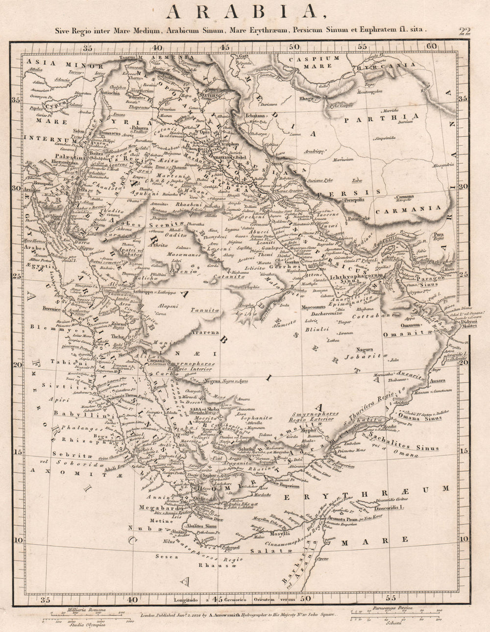 ANCIENT ARABIA. Arabicum Sinum Mare. ARROWSMITH 1828 old antique map chart