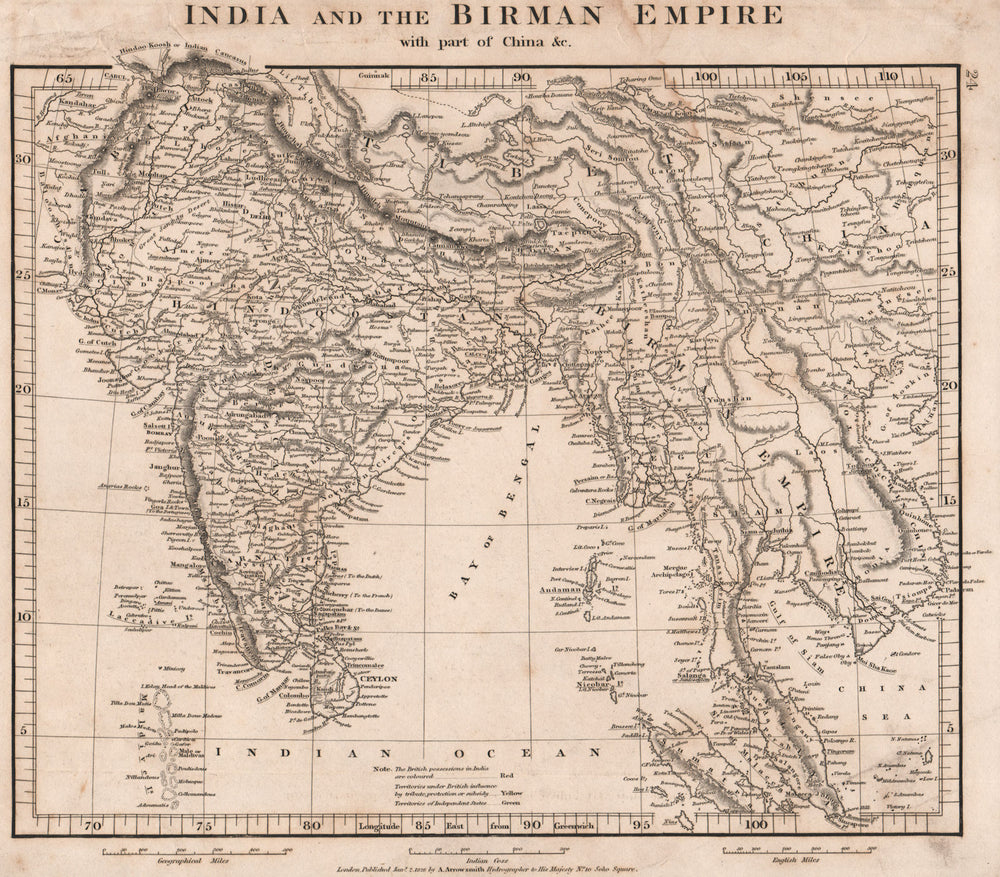 INDIA.India and the Birman Empire.Indochina Hindoostan Siam.ARROWSMITH 1828 map