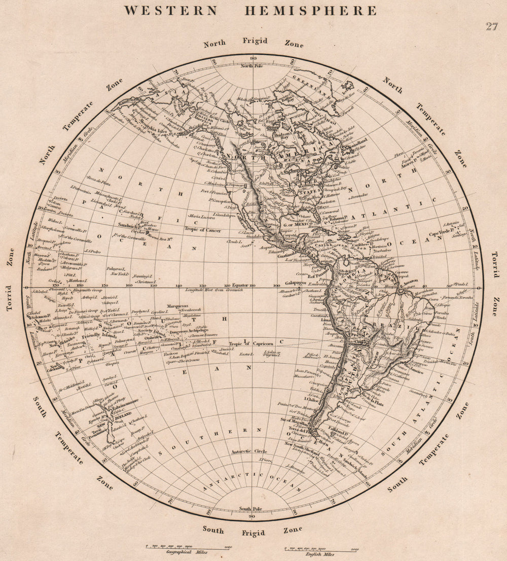 AMERICAS. Western Hemisphere. Polynesia Caribbean. ARROWSMITH 1828 old map