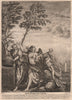 BIBLE. Genesis 19.15-17 and 26 Lot's escape from Sodom.  1752 old print