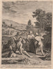 BIBLE. Genesis 29.2, 9 Jacob's first meeting with Rachael 1752 old print