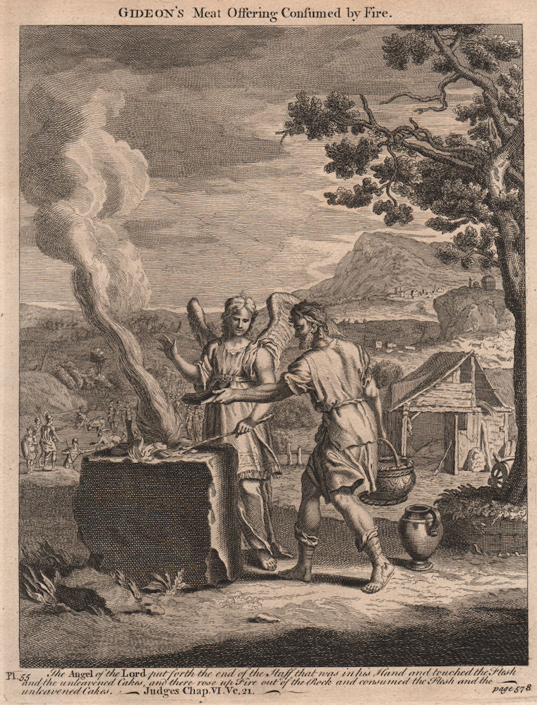 Judges Gideon's meat offering consumed by fire 1752