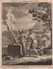 BIBLE. Judges 6.21 Gideon's meat offering consumed by fire 1752 old print
