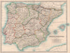 IBERIA. Spain Portugal regions Telegraph cables railways. JOHNSTON 1906 map