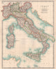 ITALY. Showing regions railways canals Telegraph cables. JOHNSTON 1906 old map