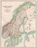 SCANDINAVIA. Sweden & Norway. Railways & Canals. JOHNSTON 1906 old antique map