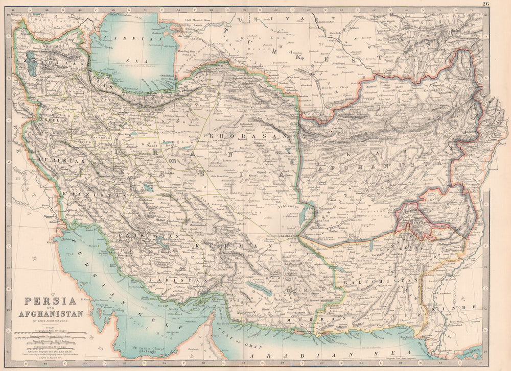 SW ASIA. "British Baluchistan" Zhob Sewistan ambiguous borders.JOHNSTON 1906 map