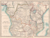 COLONIAL CENTRAL AFRICA. shows explorers routes & tribal names.JOHNSTON 1906 map